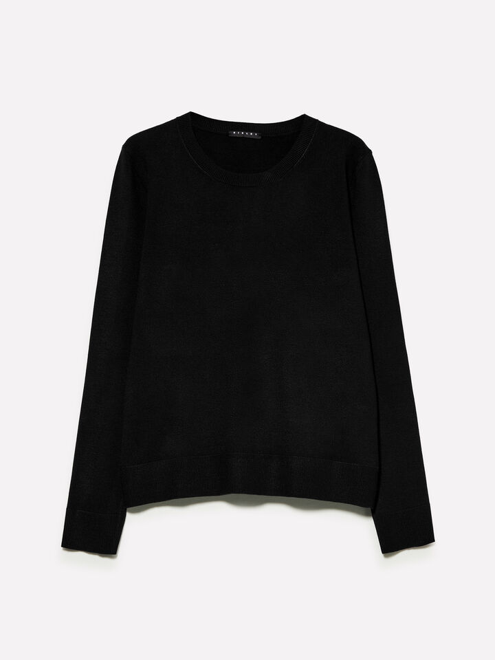 Pull ras du cou noir - pulls col rond pour femme - Noir | Sisley image number 1